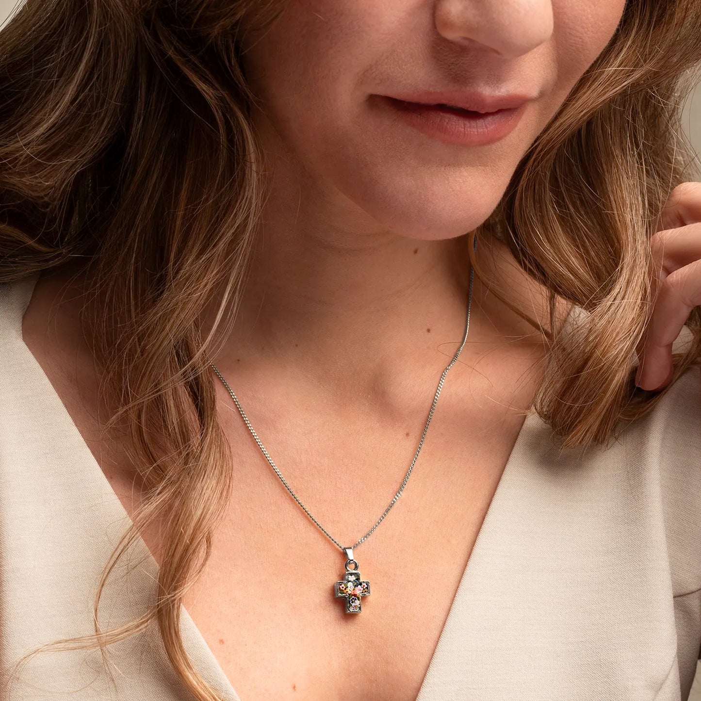 CROSS PENDANT - MICROMOSAIC JEWELRY - METAL