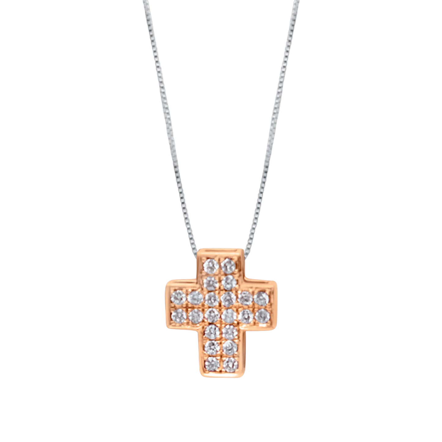 CROSS WITH DIAMOND - NECKLACE - ROSE GOLD