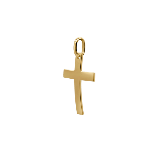 CURVED CROSS PENDANT - GOLD