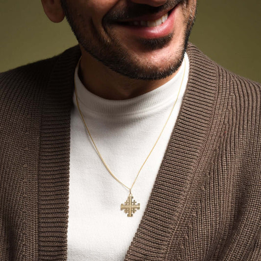 JERUSALEM CROSS PENDANT - GOLDEN SILVER