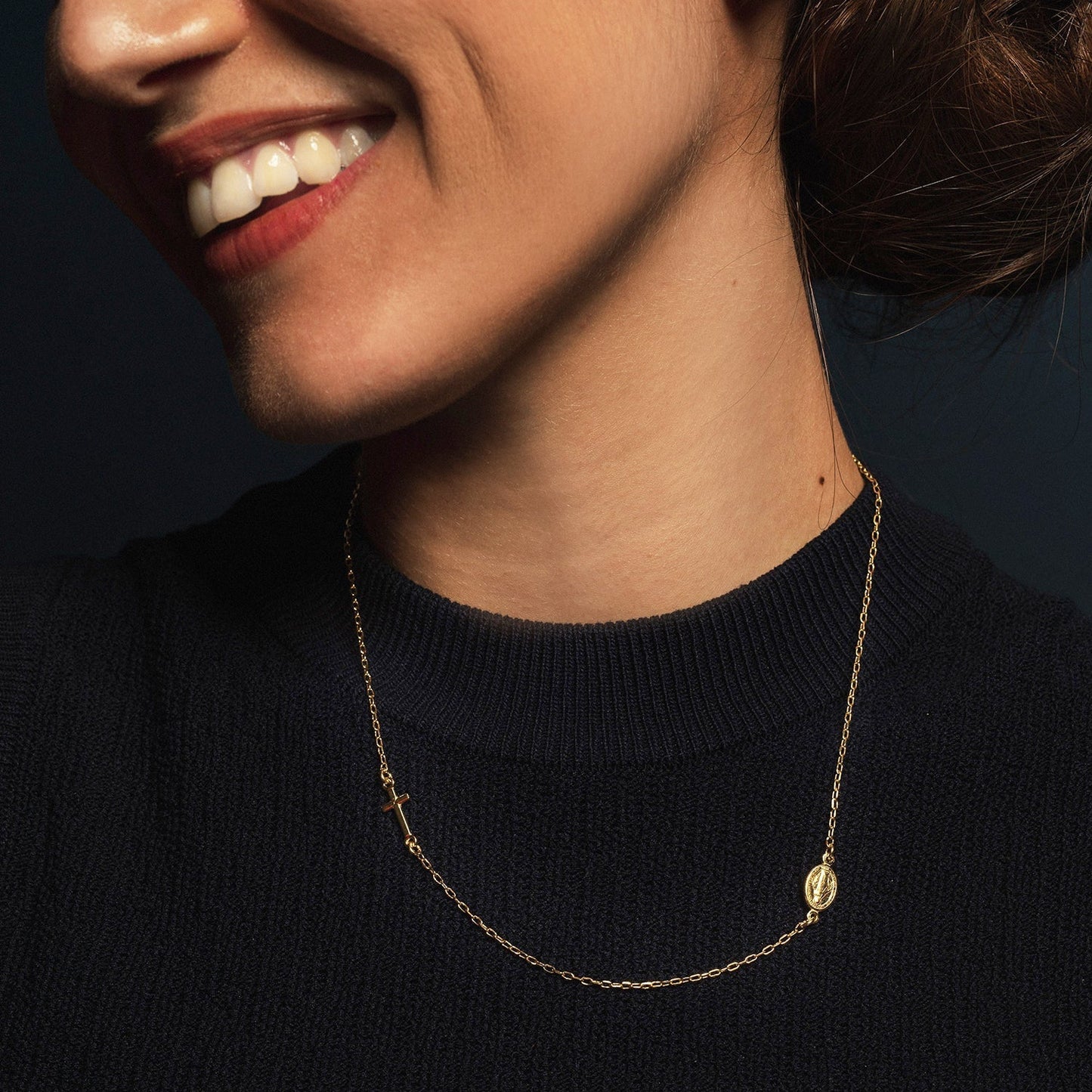 MIRACULOUS AND CROSS - NECKLACE - VERMEIL SILVER