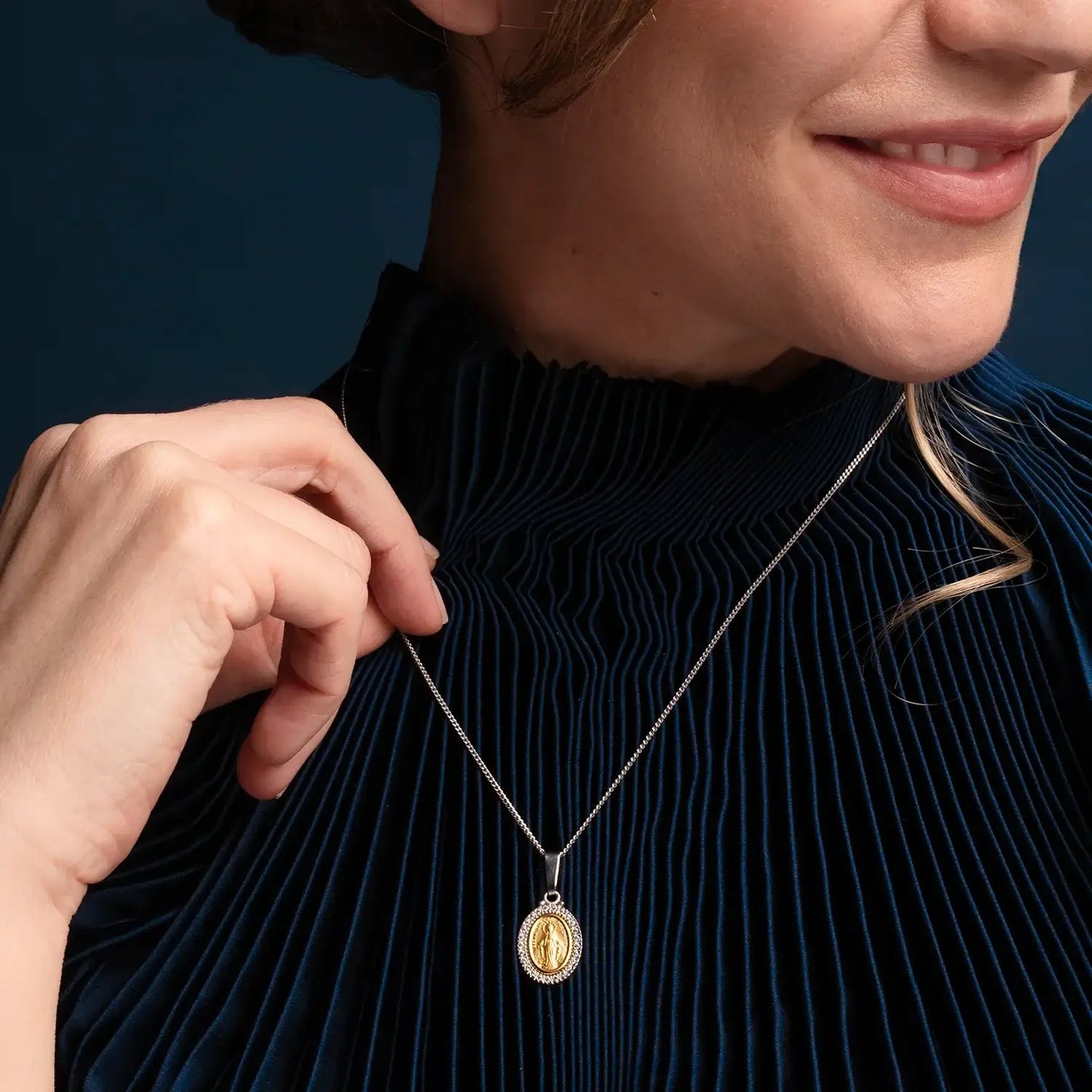 MIRACULOUS MEDAL - ZIRCONIA MEDAL - BICOLOR GOLD
