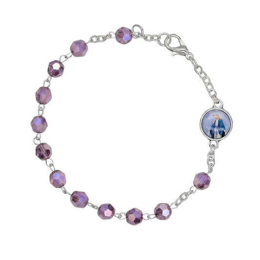 CRYSTAL ROSARY BRACELET - METAL
