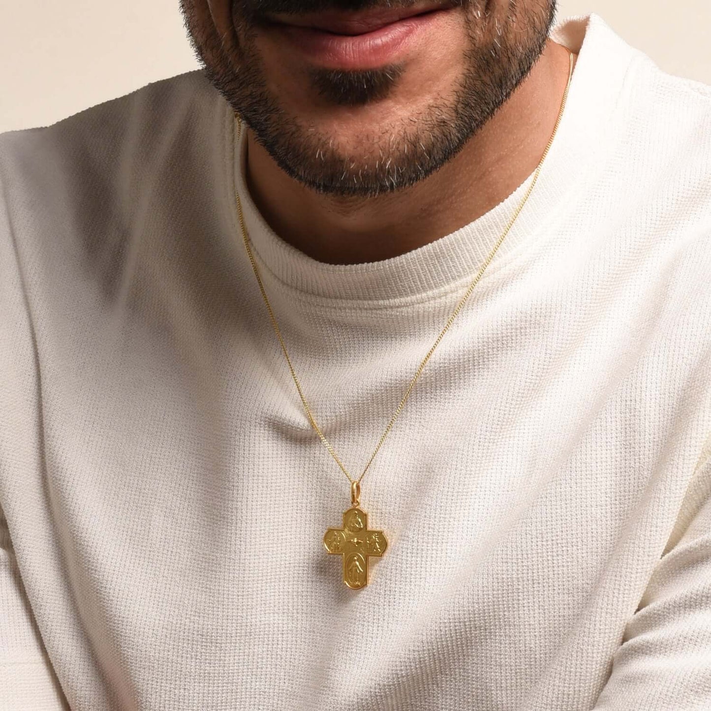 SCAPULAR - CROSS PENDANT - VERMEIL SILVER