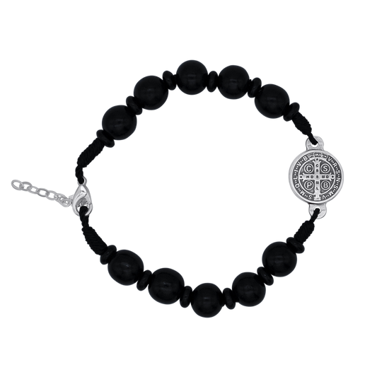 ST BENEDICT - LARGE ROSARY BRACELET - BLACK
