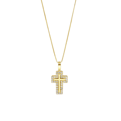 CROSS NECKLACE - DIAMONDS AND GOLD