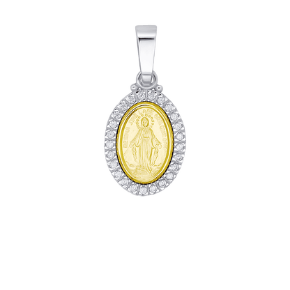 MIRACULOUS MEDAL - ZIRCONIA MEDAL - BICOLOR GOLD