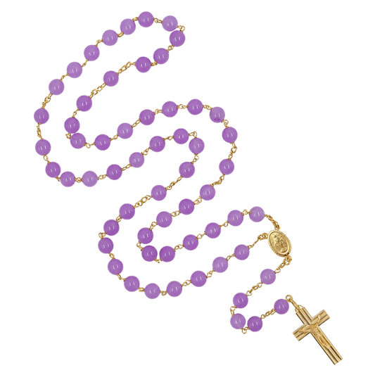 AMETHYST BEADS ROSARY - VERMEIL SILVER