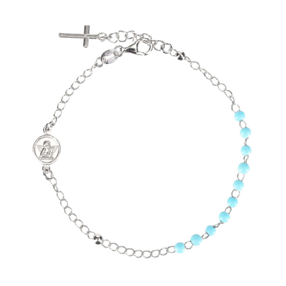 BABY ROSARY BRACELET - SILVER - BLUE