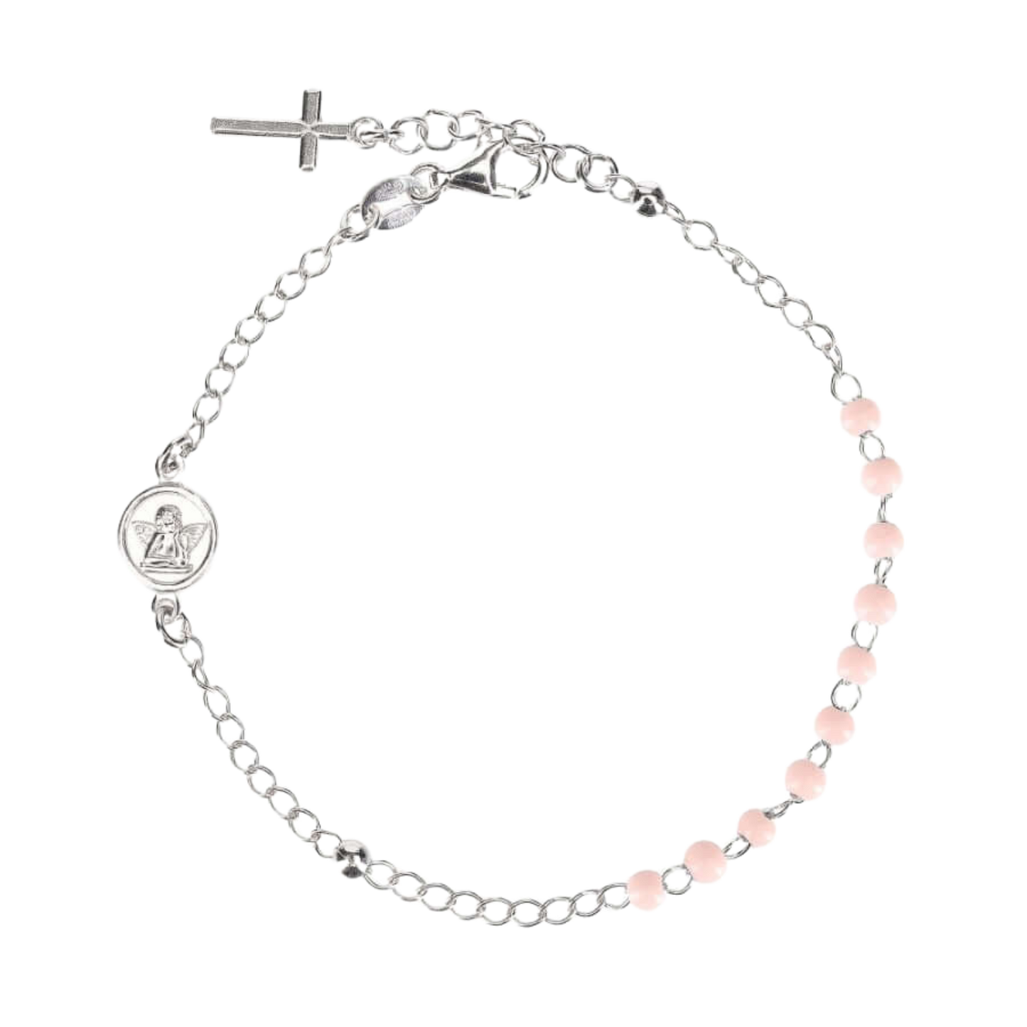 BABY ROSARY BRACELET - SILVER - PINK