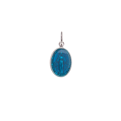 BLUE  MIRACULOUS MEDAL - SILVER