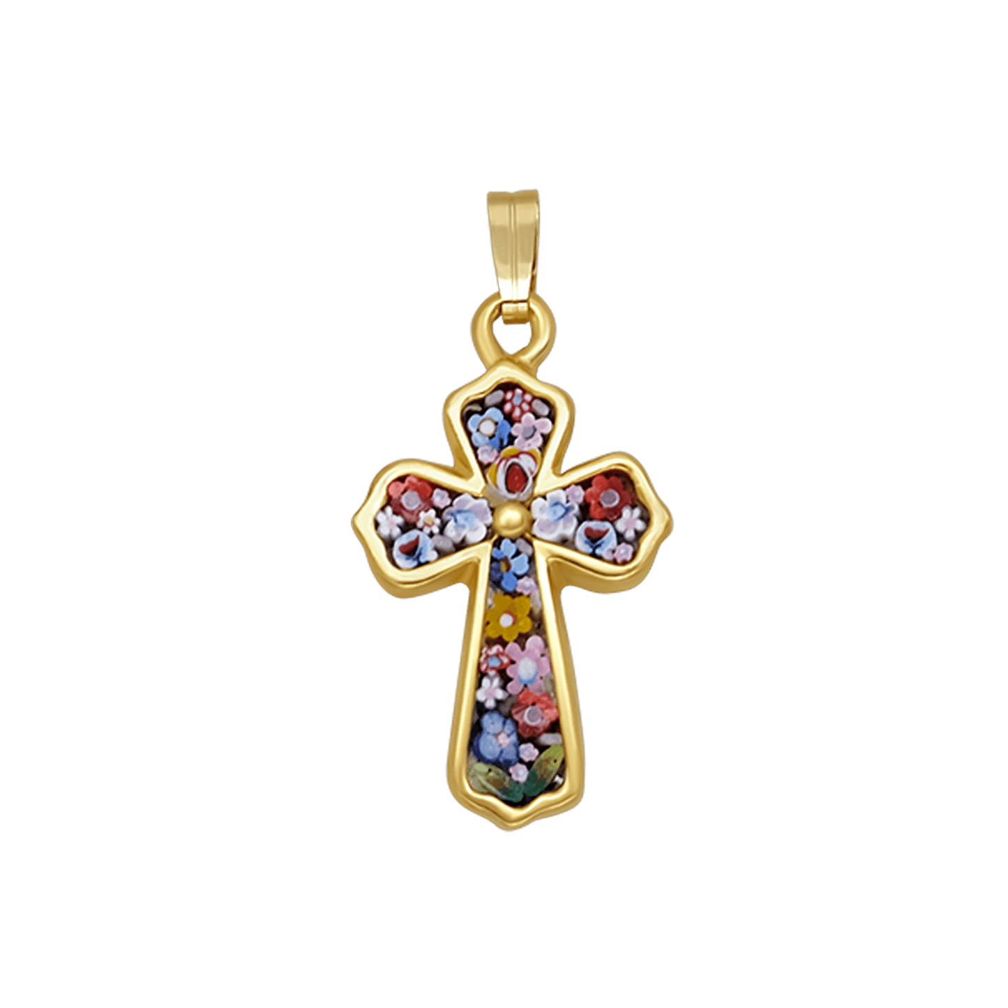 CROSS PENDANT - MICROMOSAIC JEWELRY - GOLDEN METAL
