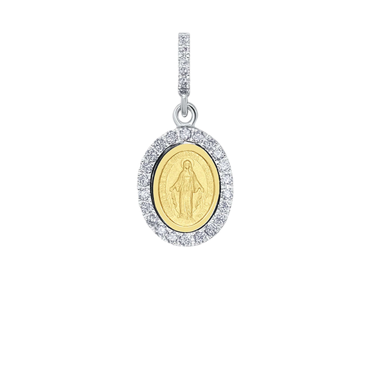 MIRACULOUS MEDAL - ZIRCONIA MEDAL - BICOLOR GOLD
