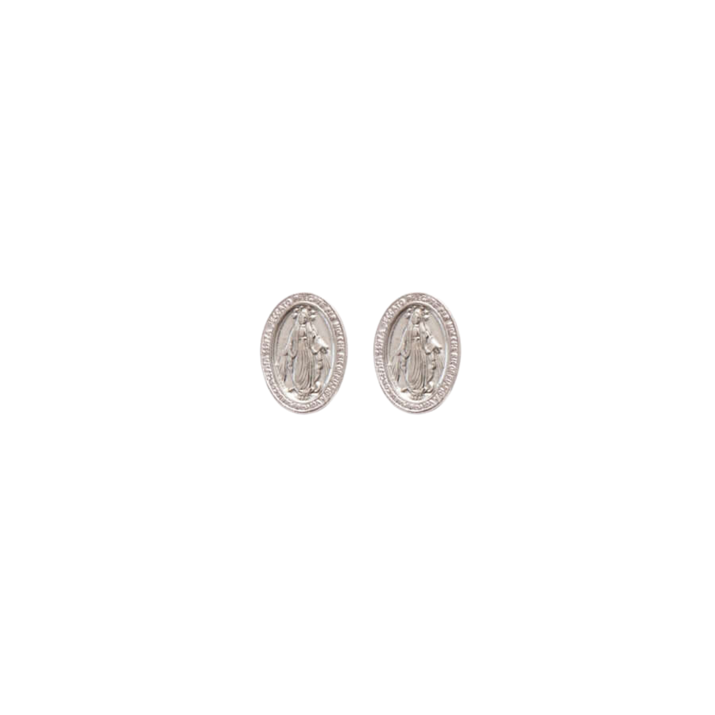 MIRACULOUS MEDAL - STUD EARRINGS - SILVER