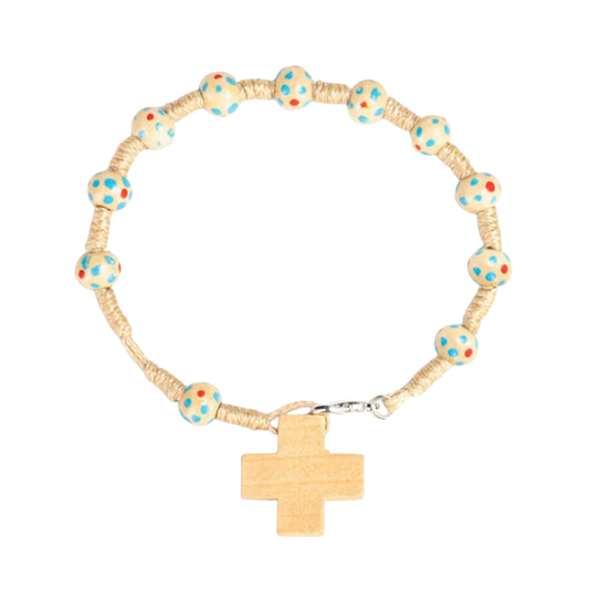 CHILDREN'S ROSARY BRACELET - WOOD - NATURAL