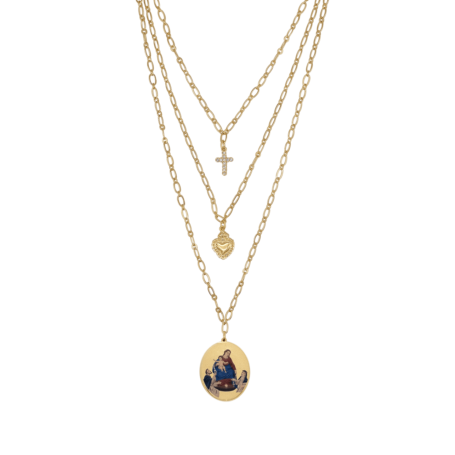 OUR LADY OF POMPEII - LAYERED NECKLACE