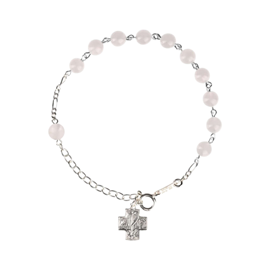 ROSARY BRACELET - PINK QUARTZ - SILVER