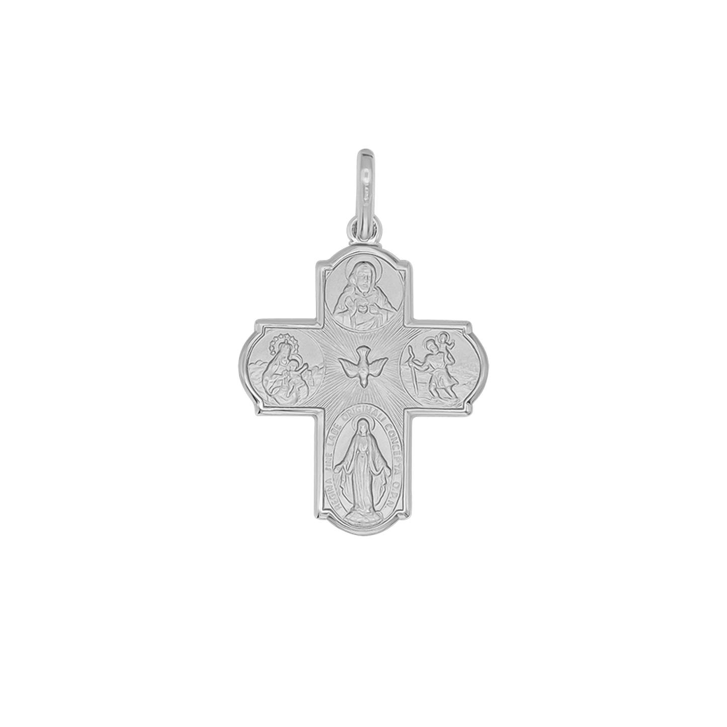 SCAPULAR - CROSS PENDANT - WHITE GOLD