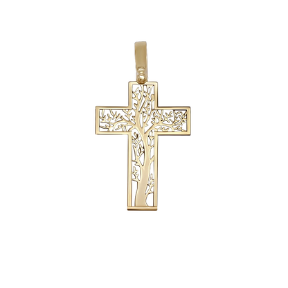 TREE OF LIFE CROSS PENDANT - VERMEIL SILVER