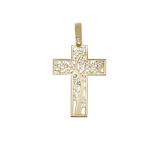 TREE OF LIFE CROSS PENDANT - VERMEIL SILVER