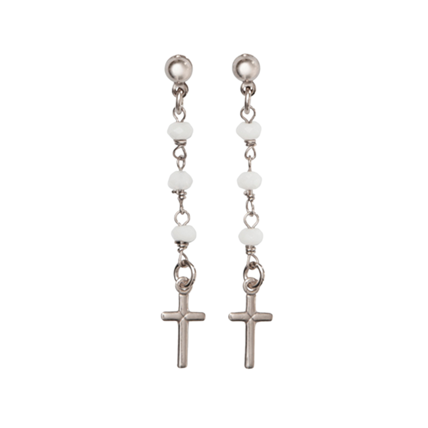 CROSS - CRYSTAL EARRINGS - SILVER