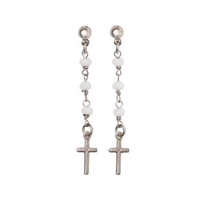 CROSS - CRYSTAL EARRINGS - SILVER