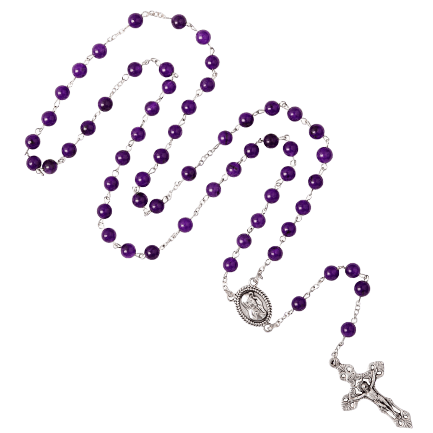 AMETHYST BEADS ROSARY - METAL
