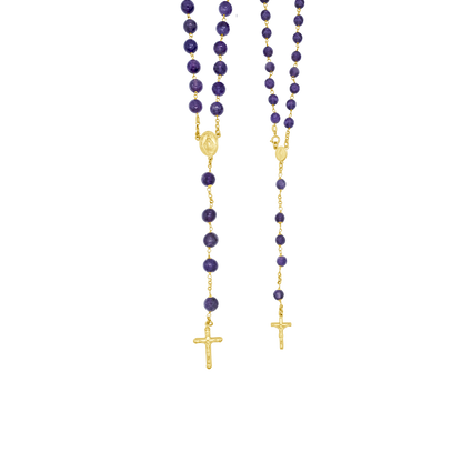 AMETHYST ROSARY BEADS - GOLD