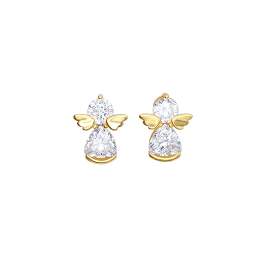 ANGELS EARRINGS - GOLDEN SILVER AND ZIRCONIA