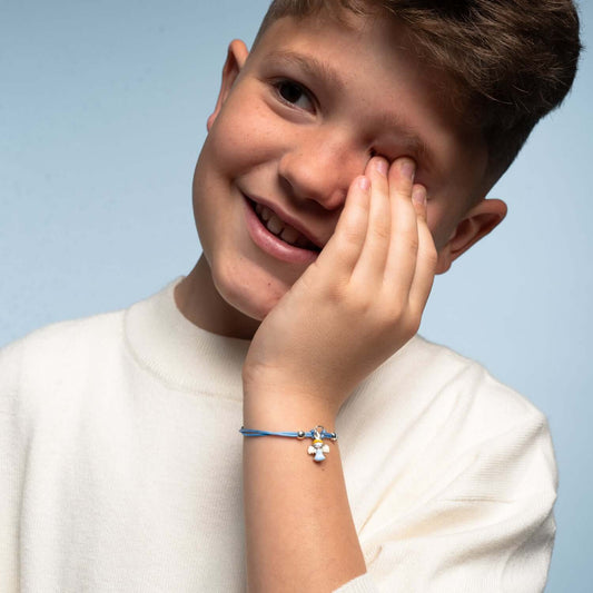BABY BRACELET - BLUE CORD - SILVER