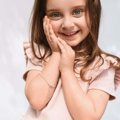 BABY ROSARY BRACELET - SILVER - WHITE
