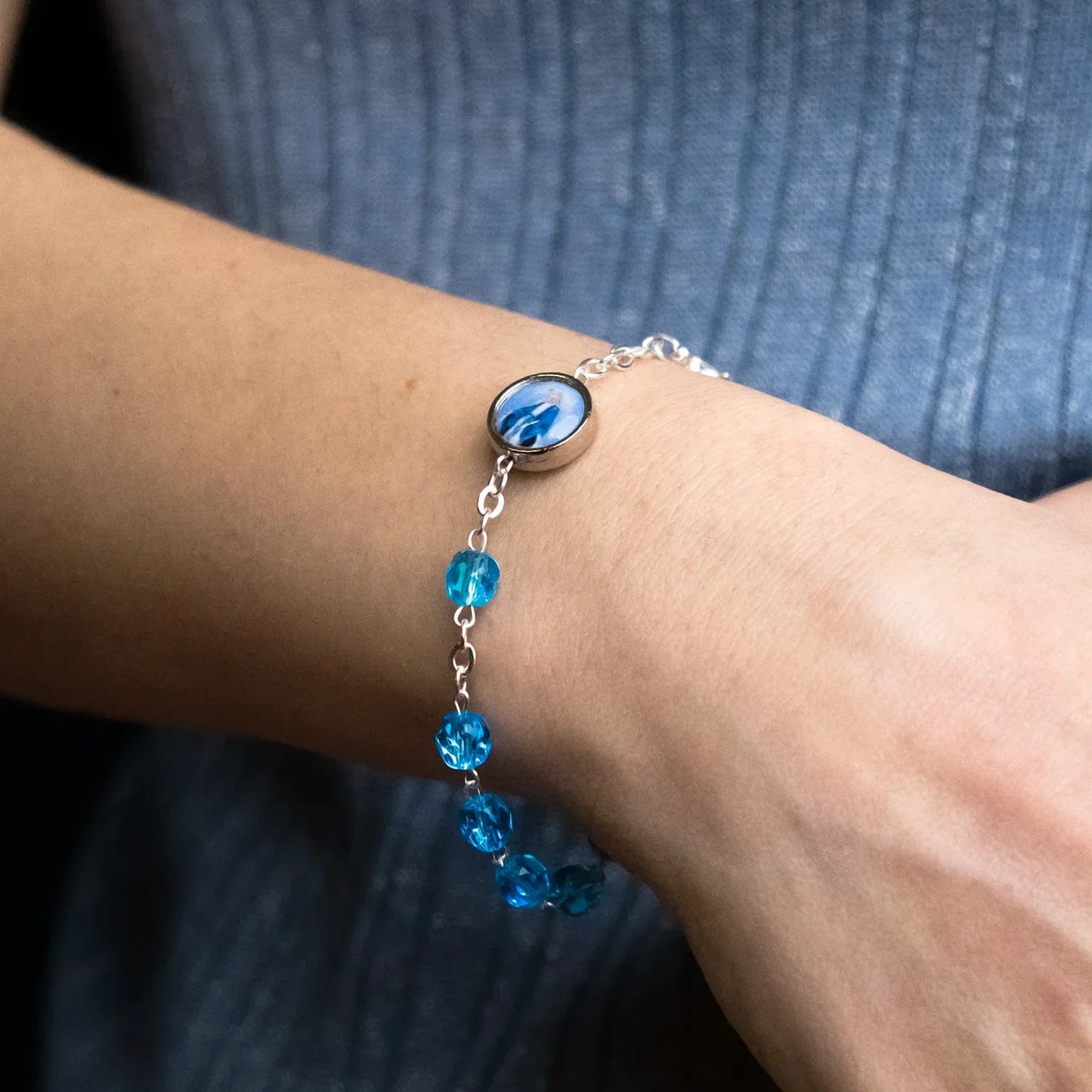 CRYSTAL ROSARY BRACELET - METAL