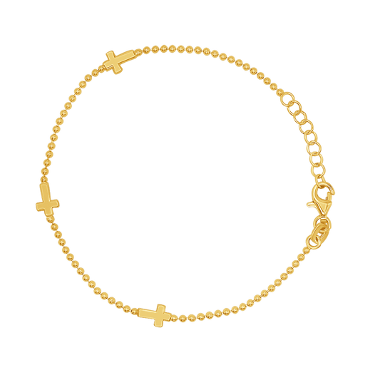 CROSS BRACELET -  GOLDEN SILVER