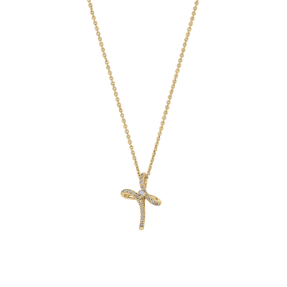 CROSS NECKLACE - DIAMONDS AND GOLD