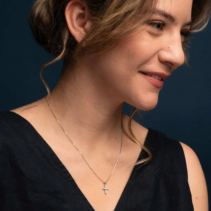 CROSS NECKLACE - DIAMONDS AND GOLD