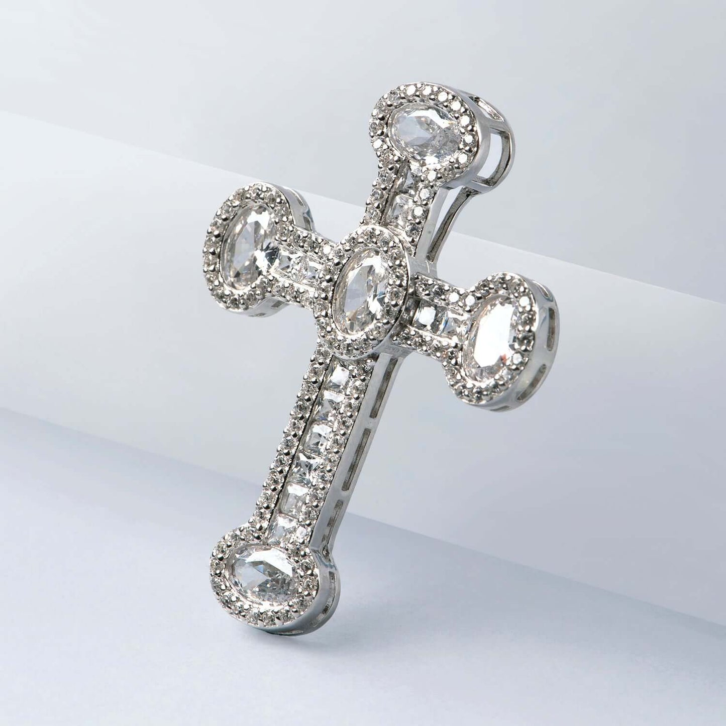 CROSS PENDANT - SILVER, CRYSTALS AND ZIRCONIA
