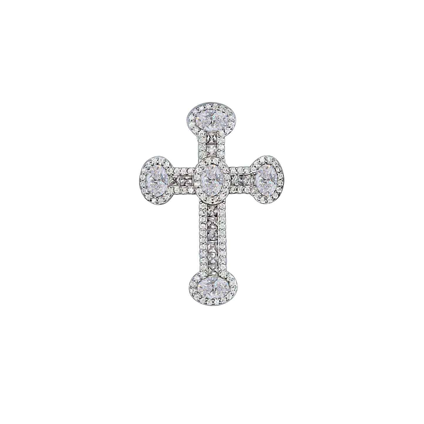 CROSS PENDANT - SILVER, CRYSTALS AND ZIRCONIA