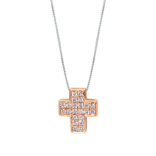 CROSS WITH DIAMOND - NECKLACE - ROSE GOLD