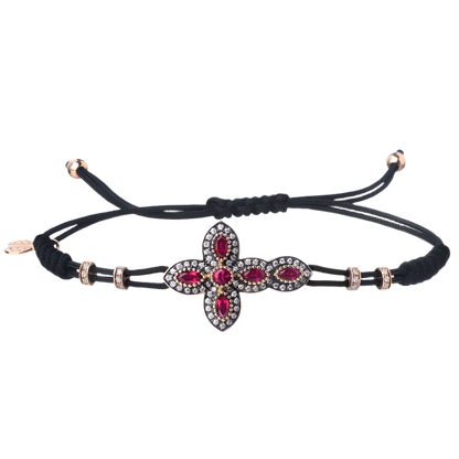 CROSS - CHRISTIAN BRACELET - GOLD, DIAMONDS AND RUBIES