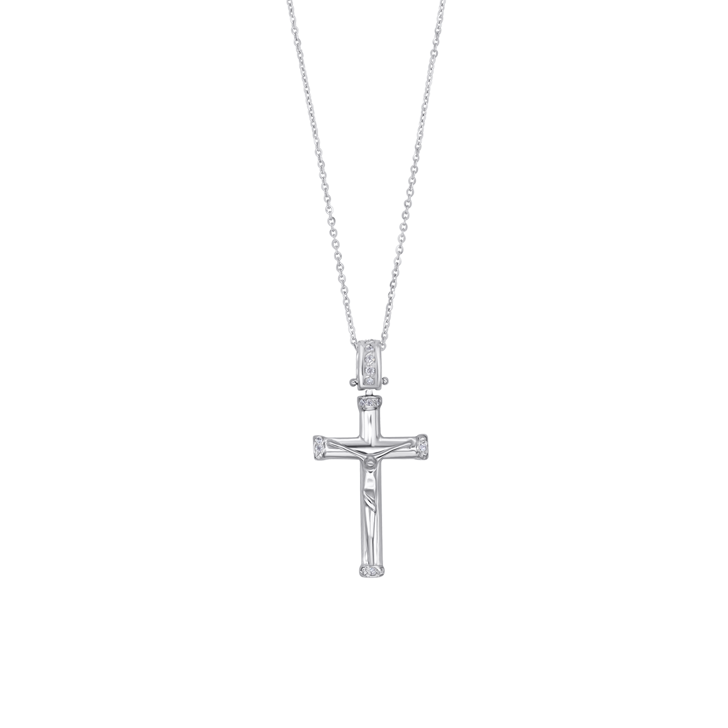 DIAMOND CRUCIFIX - NECKLACE - WHITE GOLD