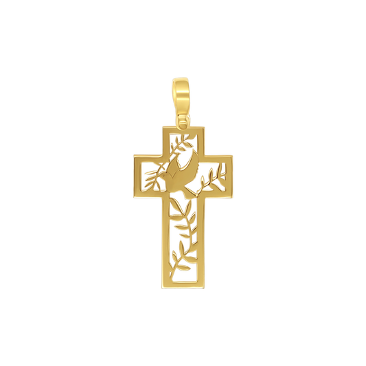 DOVE OF PEACE - CROSS PENDANT - GOLDEN SILVER