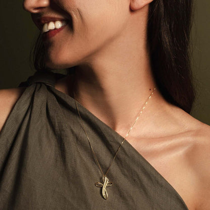CROSS NECKLACE - DIAMONDS AND GOLD
