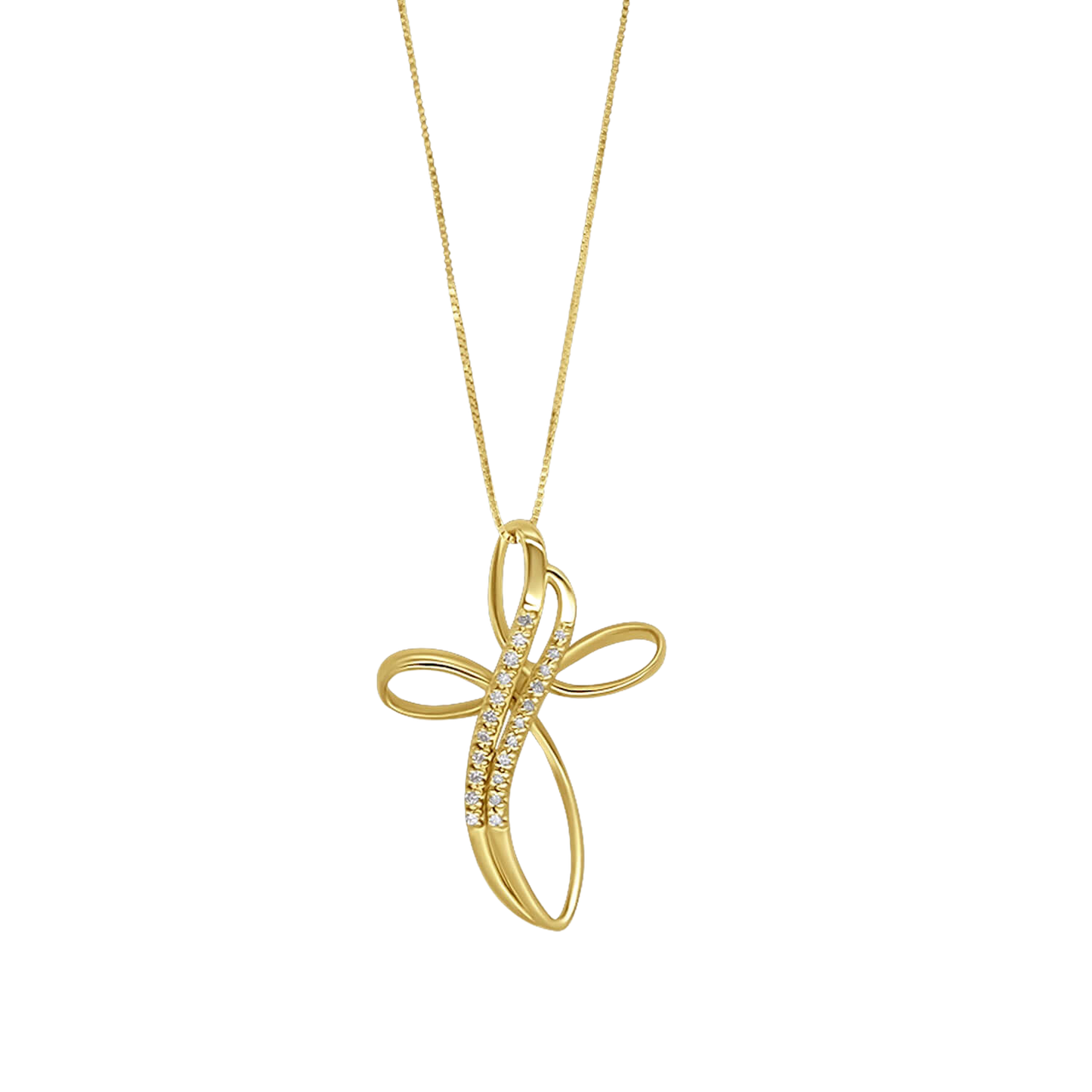 CROSS NECKLACE - DIAMONDS AND GOLD