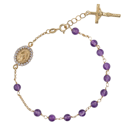 ROSARY BRACELET - GOLD AND AMETHYST