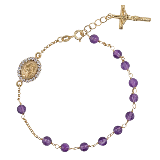 ROSARY BRACELET - GOLD AND AMETHYST