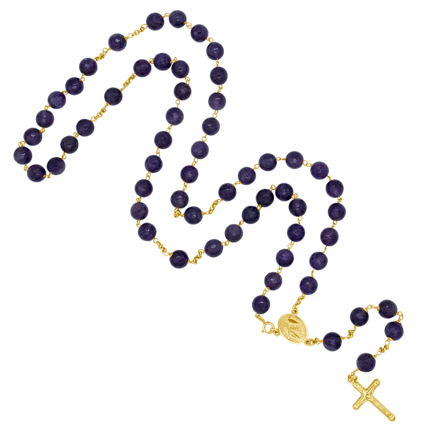 AMETHYST ROSARY BEADS - GOLD