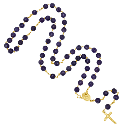 AMETHYST ROSARY BEADS - GOLD