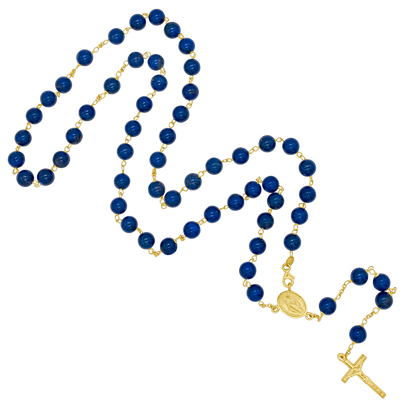 LAPIS LAZULI BEADS - ROSARY - GOLD