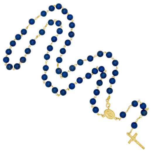 LAPIS LAZULI BEADS - ROSARY - GOLD