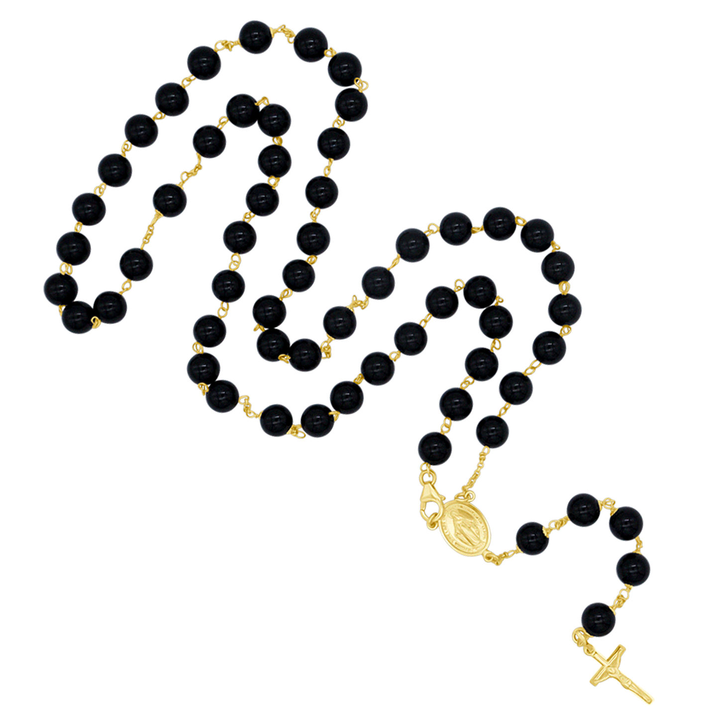 ONYX ROSARY BEADS - GOLD